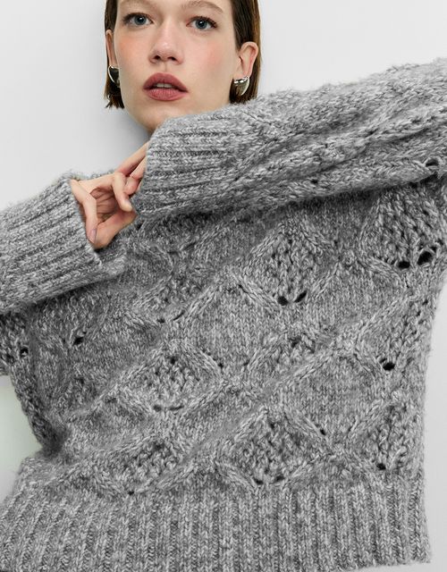 Blusa tricot textura mescla cinza
