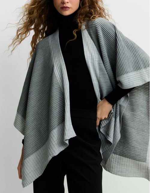 Poncho bicolor canelado
