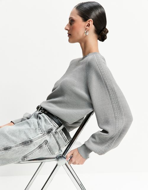 Blusa tricot mescla cinza