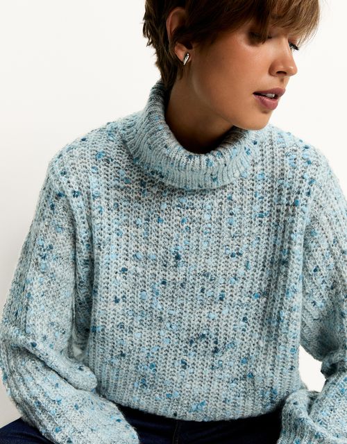 Blusa tricot mescla azul