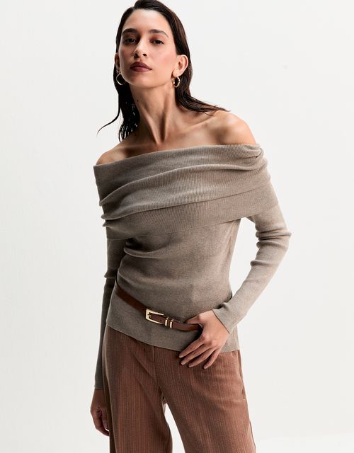 Blusa tricot ombro a ombro