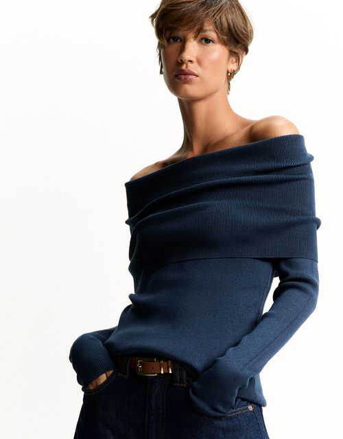 Blusa tricot ombro a ombro