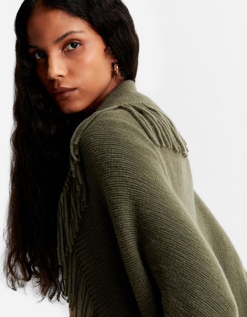 Poncho tricot franja