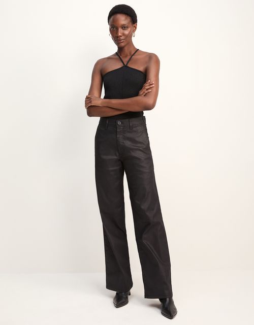Calça wide resinada