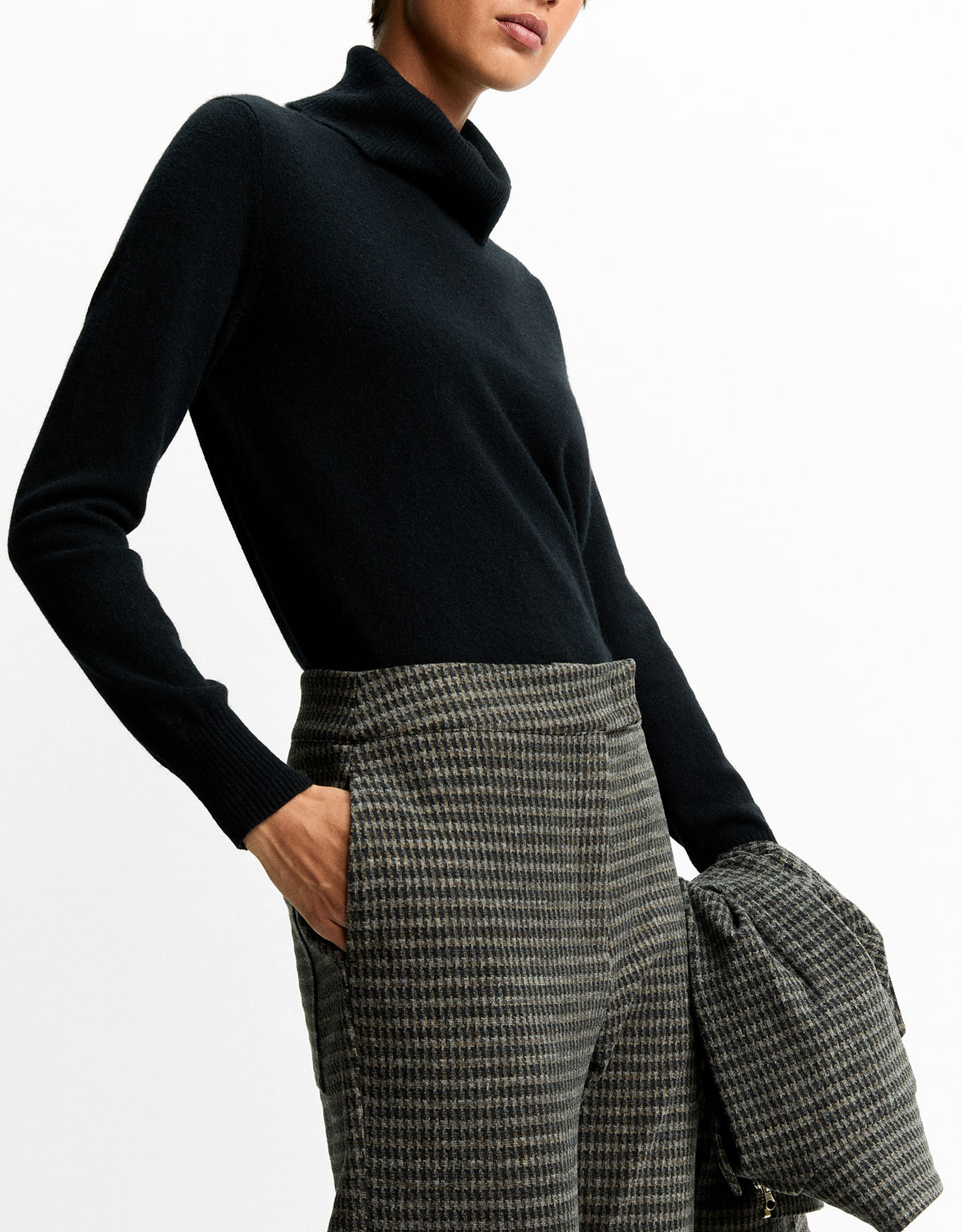 Calça reta pied de poule 360