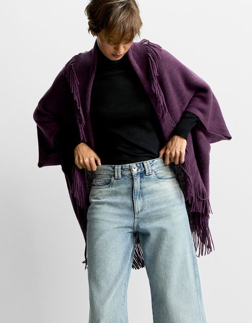 Poncho tricot franja