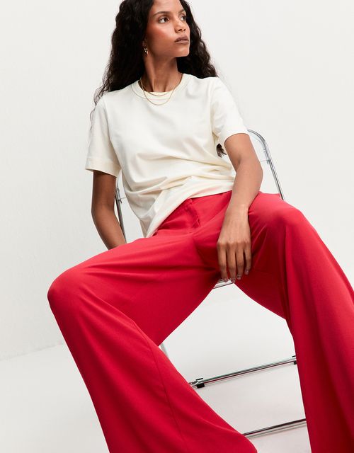 Calça pantalona elástico cós