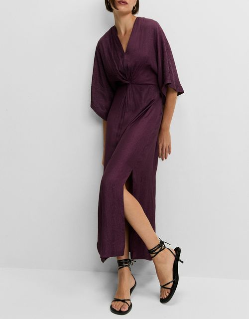 Vestido midi acetinado kaftan