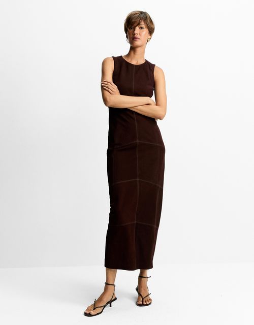Vestido couro chamois