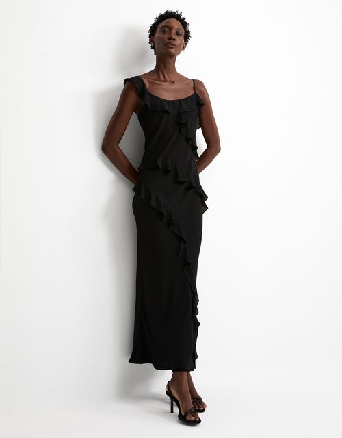 Vestido midi babados
