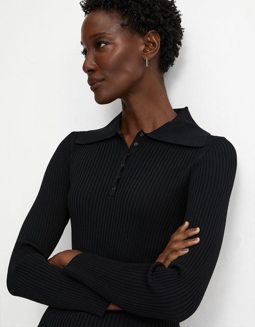 Blusa tricot canelada botões