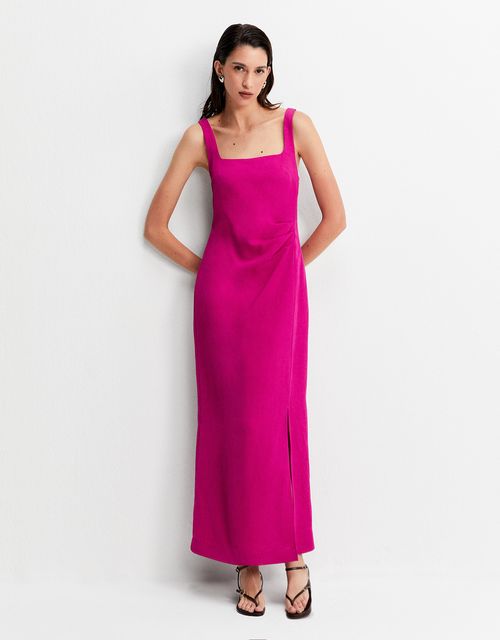 Vestido drapeado rosa