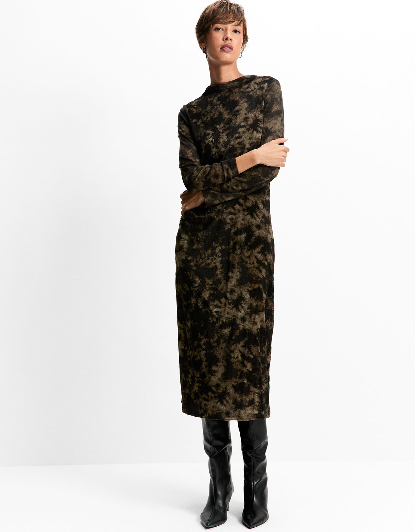 Vestido estampado veludo