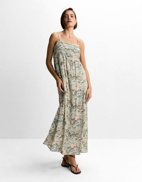 Vestido paisley areia