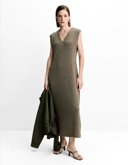 Vestido decote v textura