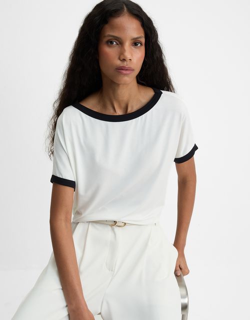 Blusa malha bicolor