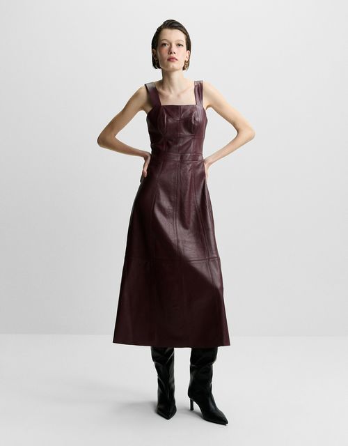Vestido midi couro