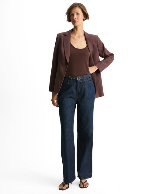 Calça jeans reta cinto