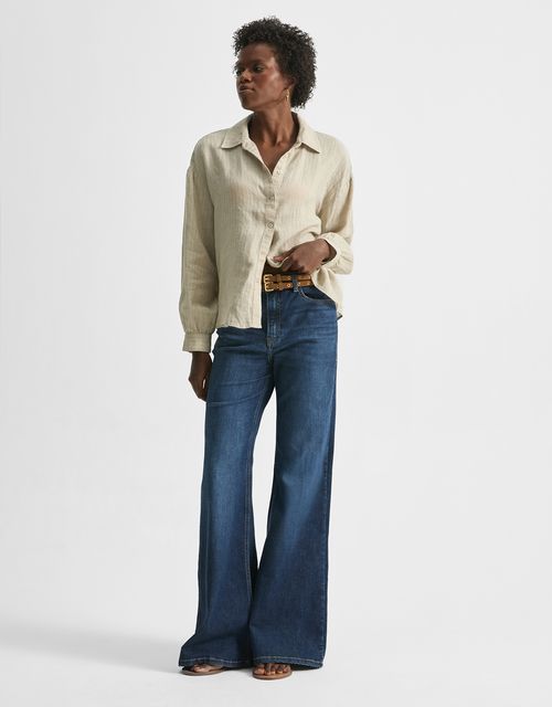 Calça jeans flare cintura alta