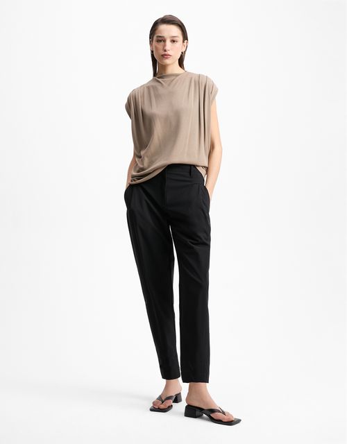 Blusa malha pregas ombro