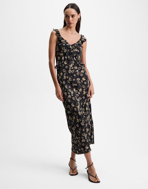 Vestido alça floral botanico neutro