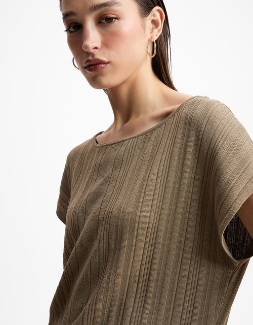 Blusa tricot gola canoa
