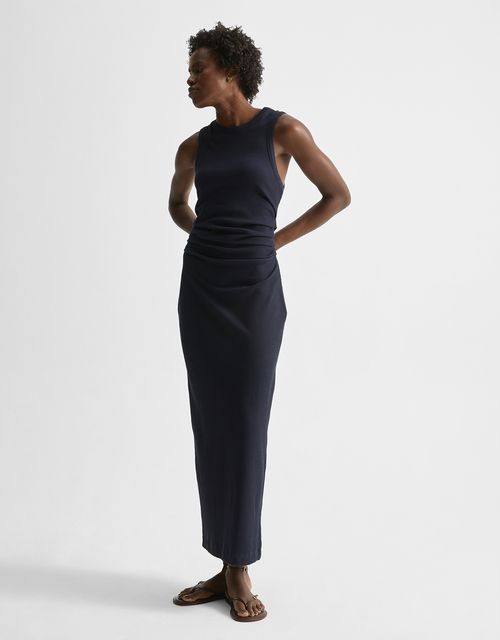 Vestido malha pregas laterais