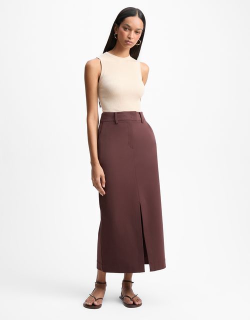 Saia midi com elastano