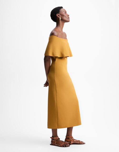Vestido tricot ombro a ombro