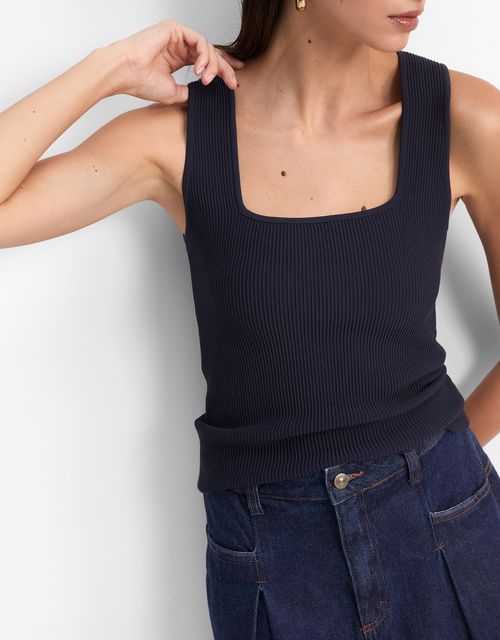 Regata tricot decote quadrado