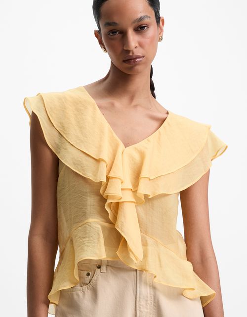 Blusa babados decote v
