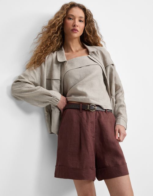 Shorts linho café