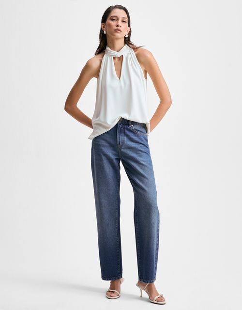 Calça jeans reta slim