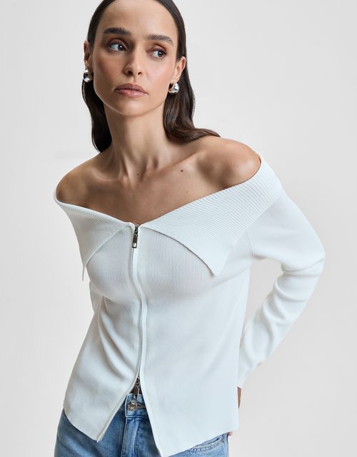 Blusa tricot ombro a ombro