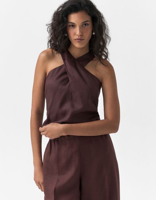 Blusa linho decote tranpassado