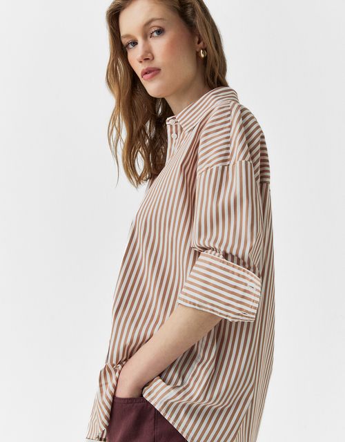 Camisa listras camel